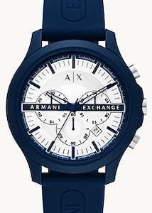 ARMANI EXCHANGE HAMPTON CHRONOGRAPH WHITE DIAL BLUE SILICONE AX2437