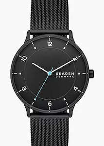 Jewellery: SKAGEN RIIS BLACK DIAL BLACK MESH BRACELET SKW6886