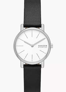 Skagen Signatur Lille Off White Dial Black Leather Band Skw3120