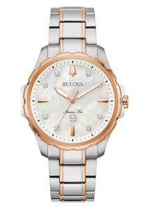 Bulova Ladies Marine Star Diamond Set Pearl Dial Two-tone 98p228