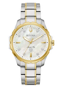 Bulova Ladies Marine Star Diamond Set Pearl Dial Two-tone 98p227