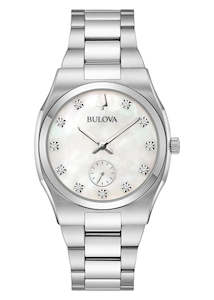 BULOVA LADIES SURVEYOR MOTHER PEARL DIAL DIAMOND STAINLESS 96P242