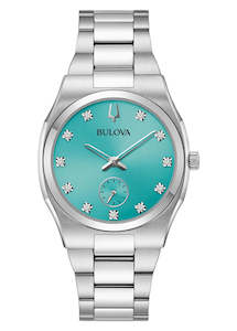 Bulova Ladies Surveyor Turquoise Dial Diamond Stainless 96p243