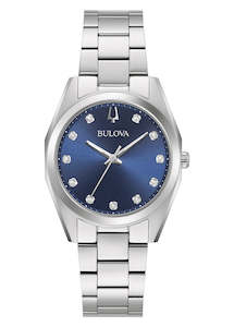 BULOVA LADIES SURVEYORBLUE DIAL DIAMOND STAINLESS STEEL 96P229