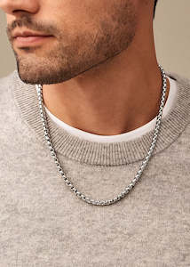 Jewellery: FOSSIL JEWELLERY ALL STACKED UP BOX LINK CHAIN NECKLACE JF04576040