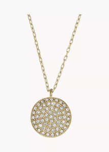 FOSSIL JEWELLERY SADIE CRYSTAL DISC PENDANT GOLD NECKLACE JF04544710