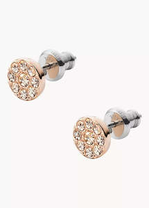 FOSSIL JEWELLERY SADIE CRYSTAL DISC ROSE GOLD STUD EARRINGS JF00830791