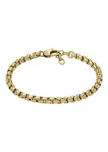 Fossil Jewellery All Stacked Up Box Link Gold Chain Bracelet Jf04561710