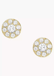 Fossil Jewellery All Stacked Up Gold Tone Stud Earrings Jf04375710