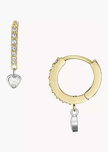 Fossil Jewellery Sadie Tokens Of Affection Gold Hoop Crystal Jf04358998