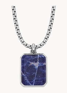 Fossil Jewellery All Stacked Up Blue Sodalite Chain Necklace Jf04469040