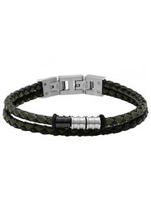 Rochet Jewellery Gentleman Leather Bracelet Khaki/black Zj Hb8045