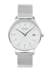 Obaku Chia Lille Stainless Steel Mesh Bracelet White Dial V298ldcwmc