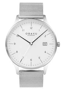 OBAKU CHIA STAINLESS STEEL MESH BRACELET WHITE DIAL V298GDCWMC