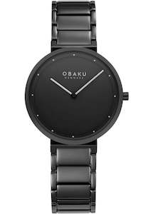 Obaku Klip Lillie-dark Black Bracelet Black Dial V258lxbbsb