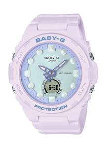 Jewellery: CASIO BABY-G ANALOGUE / DIGITAL HOLOGRAPHIC SOFT PURPLE BGA320FH-4A