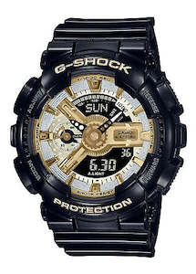 CASIO G-SHOCK DUO MID SIZE STAY GOLD SHINE BLACK RESIN GMAS110GB-1A