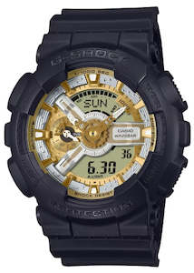 Jewellery: CASIO G-SHOCK RUGGED ANALOGUE / DIGITAL BLACK RESIN BAND GA110CD-1A9