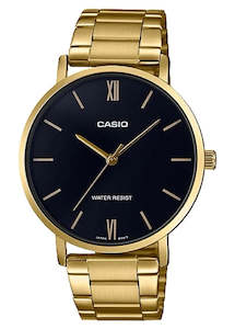 CASIO ANALOGUE BLACK DIAL GOLD BRACELET MTPVT01G-1B