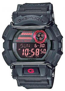 Jewellery: CASIO G-SHOCK WITH FACE PROTECTOR RED ACCENTS BLACK BAND GD400-1D