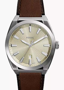 FOSSIL EVERETT CREAM DIAL BROWN LEATHER BAND FS6071