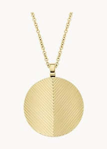 Fossil Jewellery Harlow Linear Texture Circle Gold Necklace Jf04534710