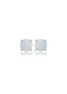 Georgini Opal Glow Created Opal Circle Silver Stud Earrings Ie1182w