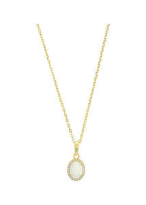 GEORGINI OPAL GLOW CREATED OPAL CZ PENDANT GOLD NECKLACE IP1184G