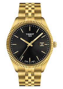 TISSOT SWISS BALLADE BLACK DIAL GOLD CASE & BRACELET T156-410-33-051-00