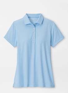 Peter Millar Ladies Trillium Neat Short Sleeve Button Polo - Cottage Blue