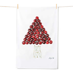 Gift: Christmas Cherry Tree Tea Towel