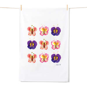 Flower Butterflies Tea Towel