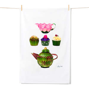 Jug Cupcakes Teapot Tea Towel