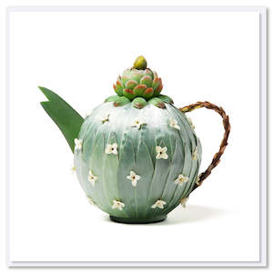 Silver Leucadendron Teapot Greeting Card