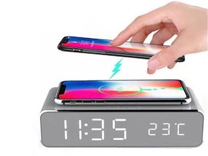 Computer: 2 in 1 Wireless Phone Charger & LED Alarm Clock Comb.