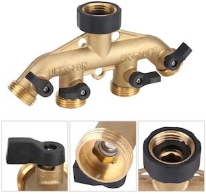 Brass 4 Way Garden Hose Tap