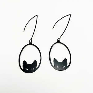 Mini Black Cat Earrings