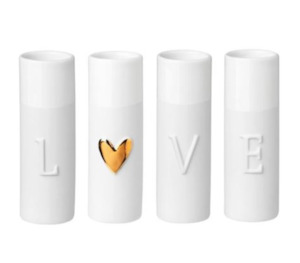 Vase | Set of 4  Mini Porcelain Vases | Love