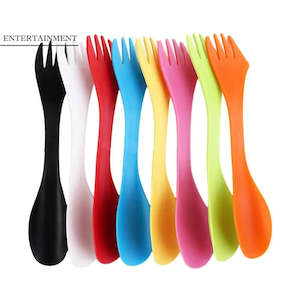 Camping Fork Spoon Multi-function 3 In 1 Utensils Plastic Spoon Fork Cutter.