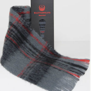 NZ Alpaca Scarf: Grey/Black Check