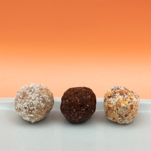 Carrot, Chocolate Hazelnut, Lemon Coconut Balls