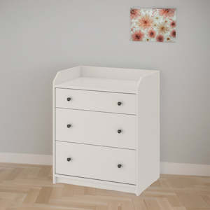 Furniture: IKEA HAUGA Chest of 3 drawers, white, 70x84 cm