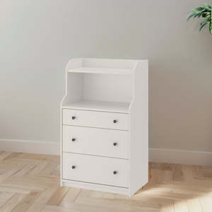 IKEA HAUGA Chest of 3 drawers with shelf, white, 70x116 cm