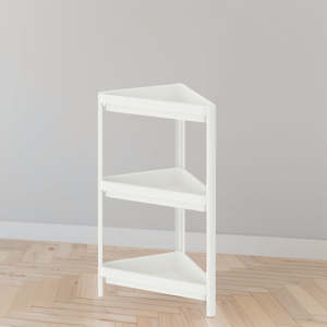 Furniture: IKEA VESKEN Corner shelf unit, white, 33x33x71 cm