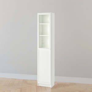 IKEA BILLY Bookcase w panel/glass door, white, 40x30x202 cm