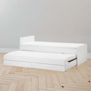 IKEA SLAKT Bed with underbed w 2 mattresses, white, 90x200 cm