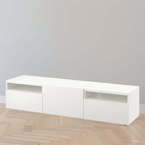 IKEA BESTA TV bench w door/2 drawers, white, 180x42x39 cm