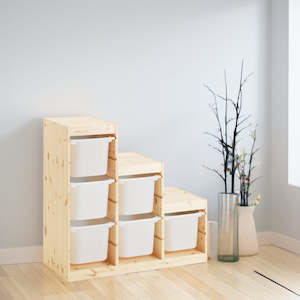 IKEA TROFAST Storage combination with 6 boxes, pine/white, 94x44x91 cm