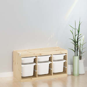 Furniture: IKEA TROFAST Storage with 6 boxes, pine/white, 99x44x52 cm