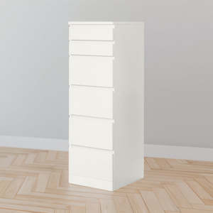 IKEA MALM 6 Drawers with mirror, white, 40x123 cm